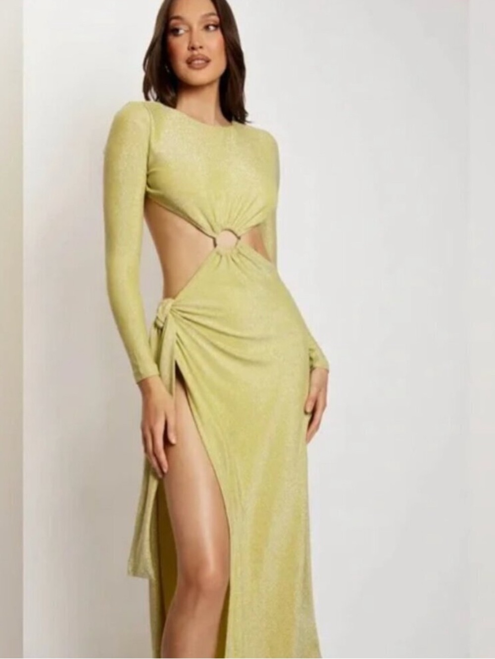 Meshki Christina backless maxi wrap dress Green size medium NWOT